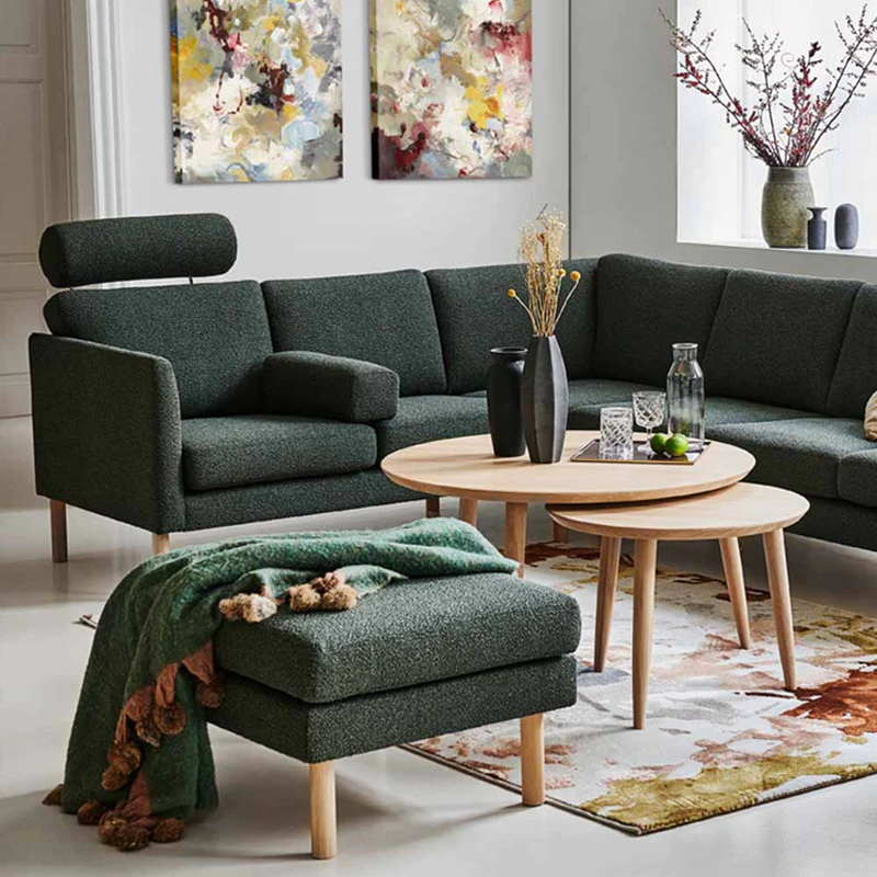 Gøn hjørnesofa med puf