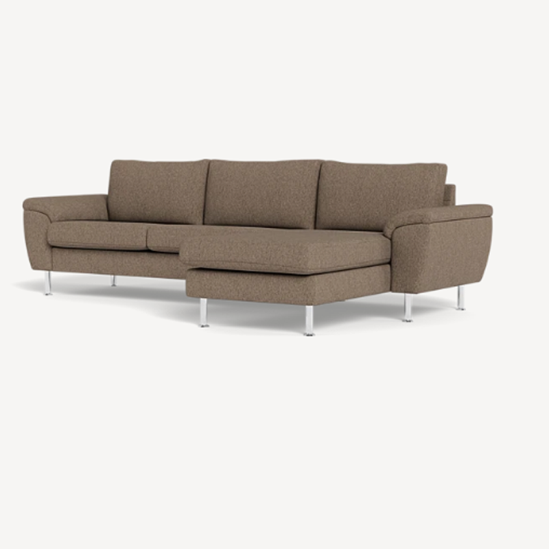 Vigsø chaiselongsofa i stof 227-14 Medium brown