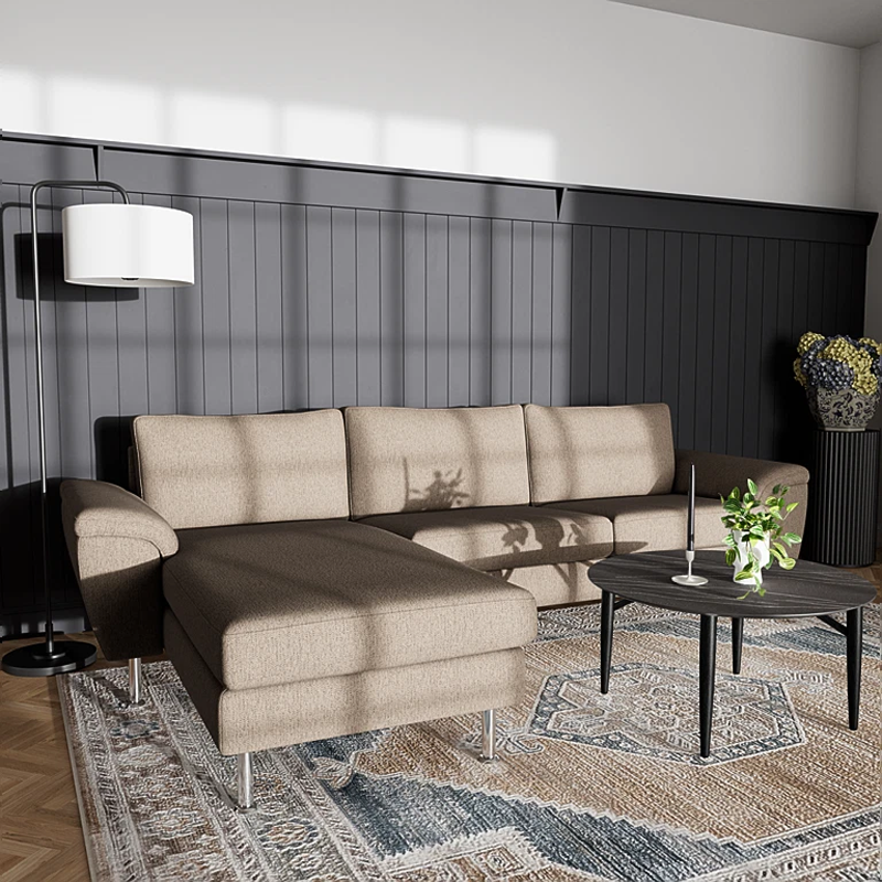 227-14-h-m-5 Vigsø chaiselongsofa i stof 227-14 Medium brown
