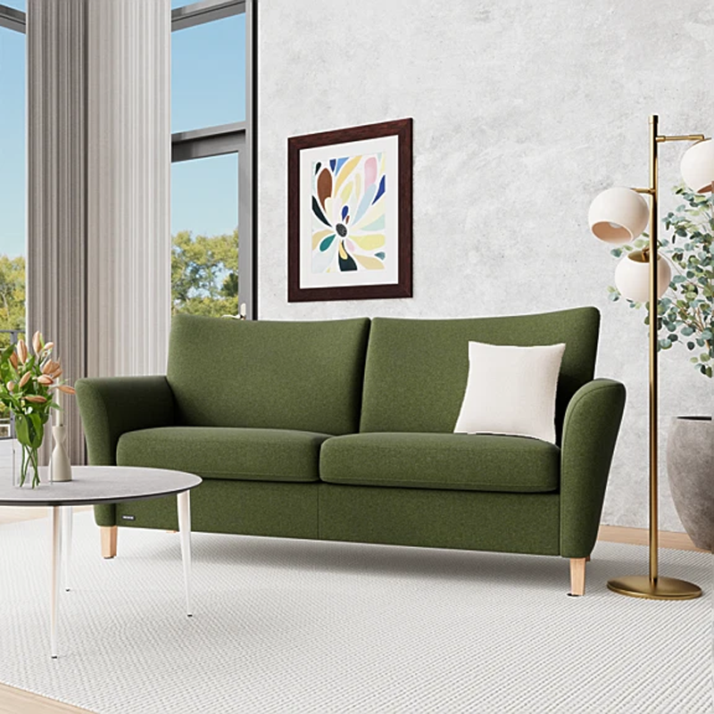 Fenice-oliven-3-3 System+ 3 personers sofa Fenice oliven stof