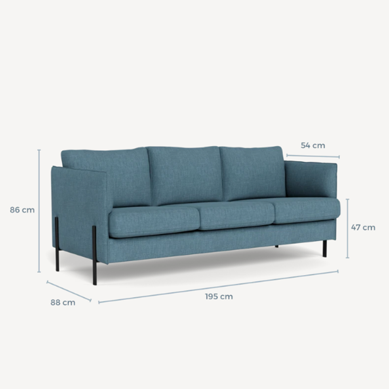 london-casual-turkis-5-3 London 3 personers sofa i Casual 401/05 Turkis stof