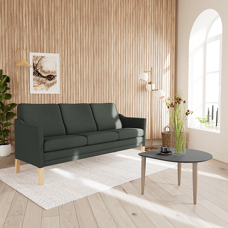 milos-261-03-m-groen-4-3 Milos 3 personers sofa i 261/02 Mørkegrøn stof