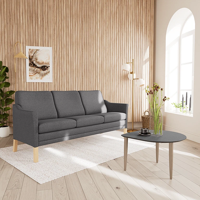 milos-261-18-m-graa-2-3 Milos 3 personers sofa i 261/18 Mørkegrå stof